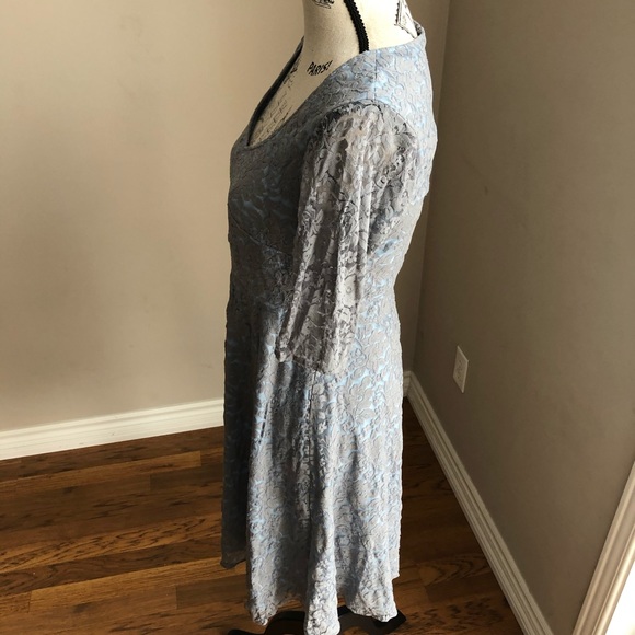 Z Spoke Zac Posen Grey blue lace overlay dress 8 - Picture 5 of 8